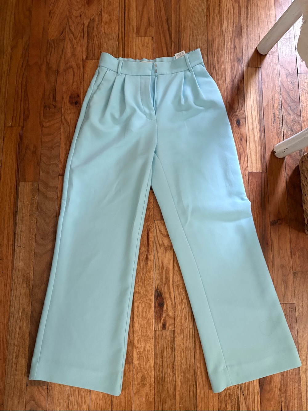 High-Waist Wide-Leg Dress Pants in Light Blue